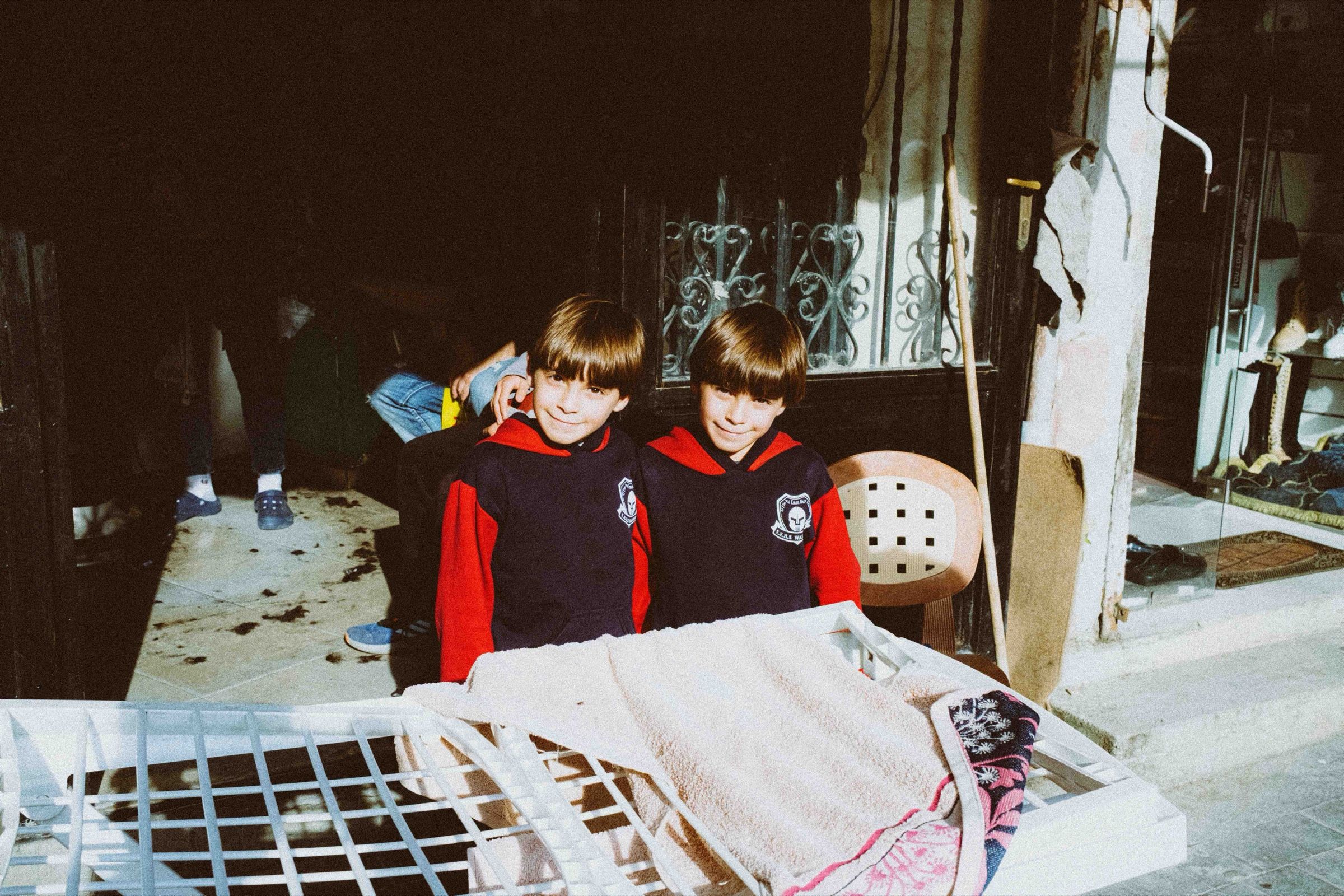 Twins in Sidon city, Lebanon, 2024.