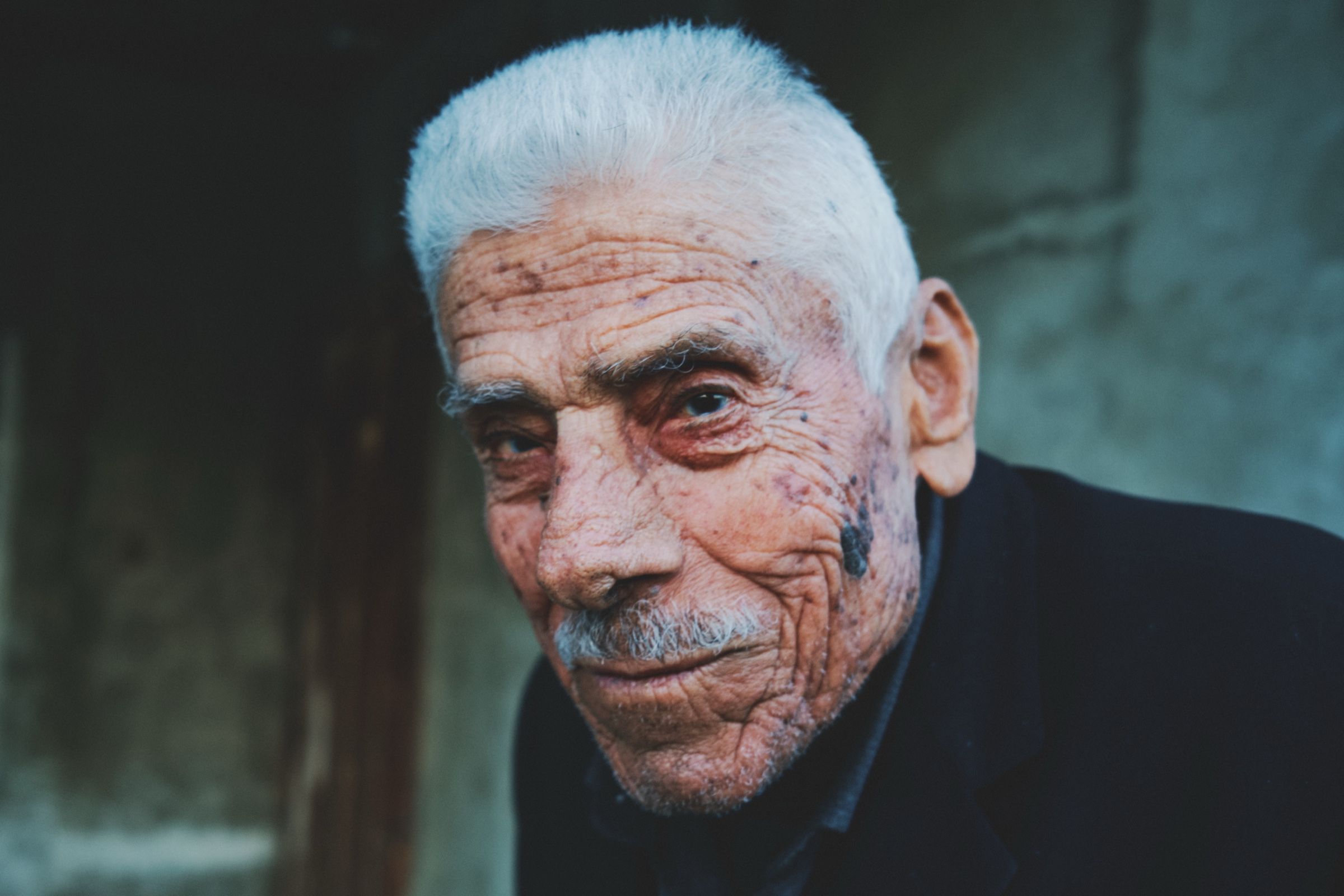 A portrait of Youssef — 91, among the oldest residents of Joun. The town of Joun, Lebanon, 2025.